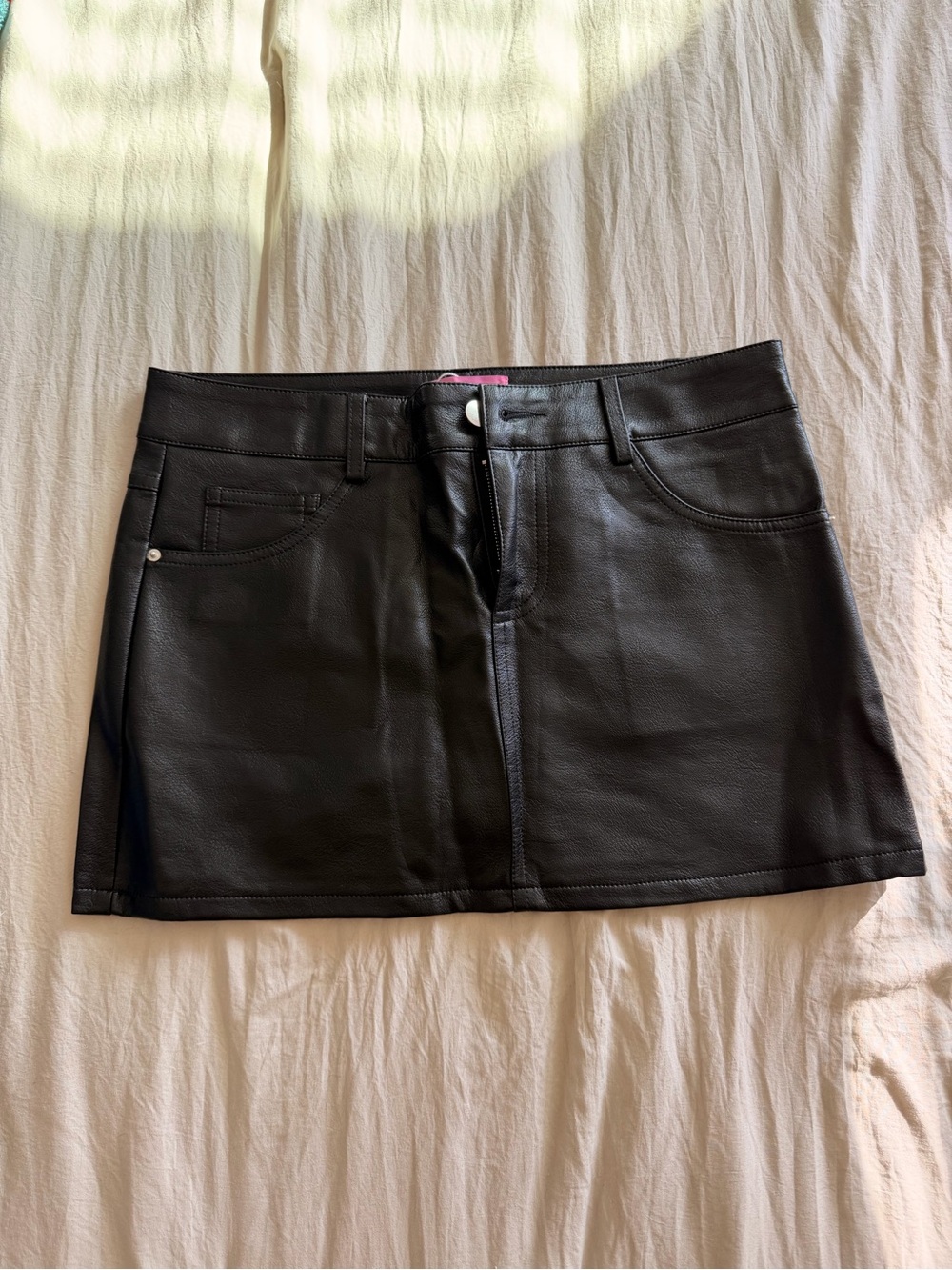 Edikted Black Faux Leather Mini Skirt